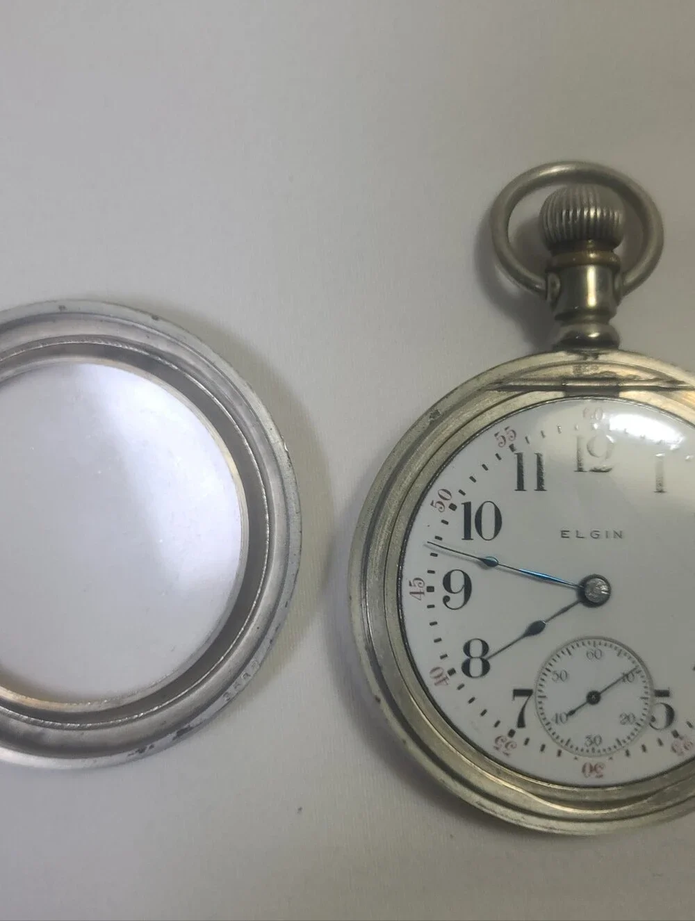 Elgin National Watch Co. Nickel Silver Pocket Watch For Parts Or Repair